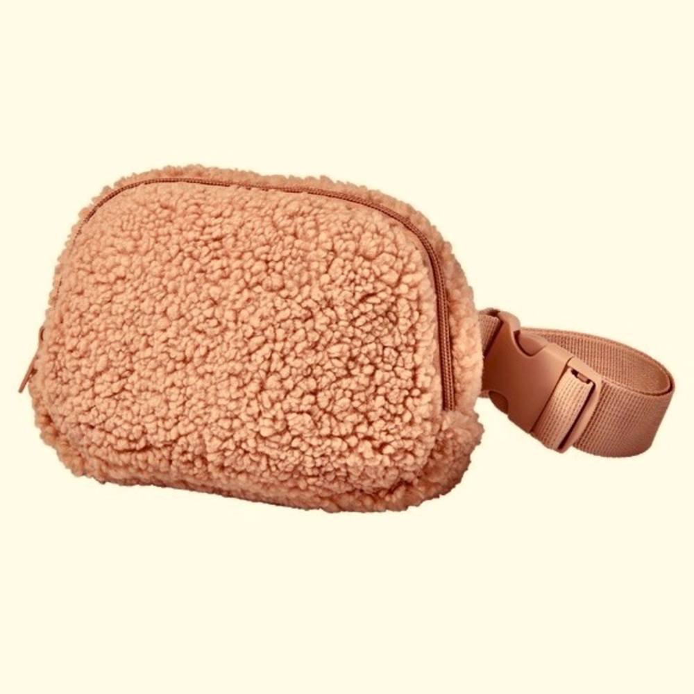 ULTA Beauty Sherpa Fleece Fanny Pack Belt Bag Pouch Dusty Rose Pink Brand New